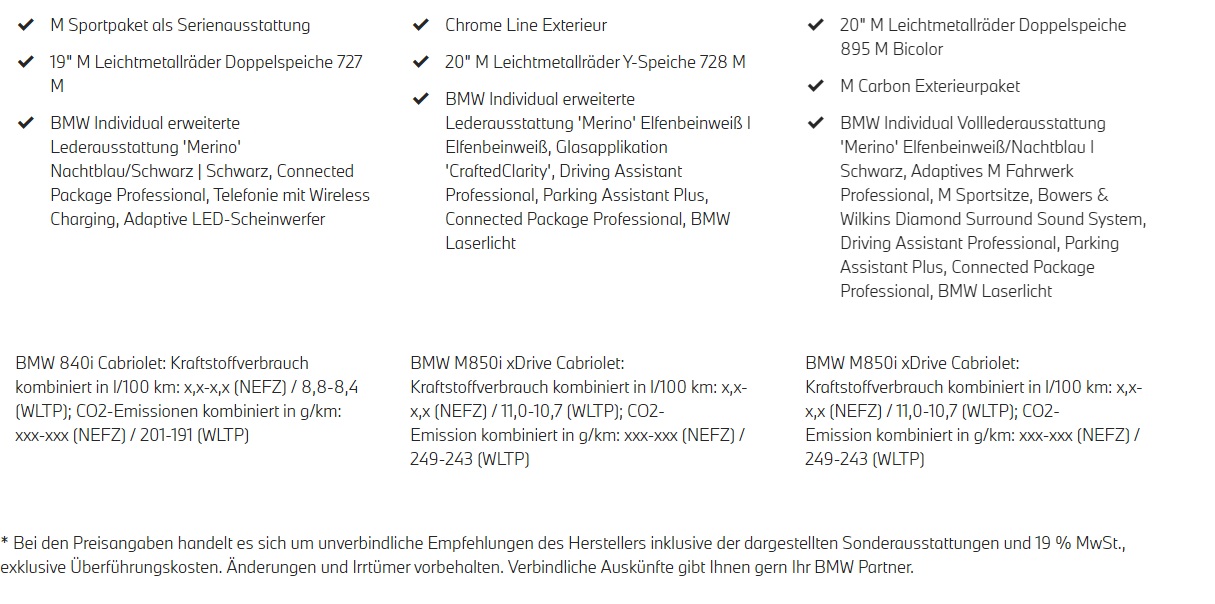 BMW 8er Cabrio - Text zu Konfiguration BMW 8er Cabrio - Text zu Konfiguration