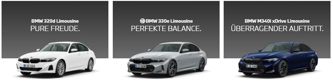 BMW 3er Limousine Konfigurationsvorschläge BMW 3er Limousine Konfigurationsvorschläge