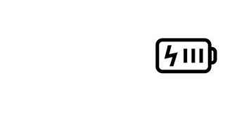 Das Bild zeigt ein horizontal ausgerichtetes, schwarz-weißes Batterie-Icon. Es besteht aus einem dicken schwarzen Rahmen mit abgerundeten Ecken und einem kleinen Pol an der rechten Seite. Im Inneren der Batterie befinden sich auf der rechten Seite drei vertikale Balken, die einen mittleren Ladestand anzeigen. Links daneben ist ein markantes Blitz-Symbol abgebildet, welches verdeutlicht, dass die Batterie gerade aktiv aufgeladen wird.
